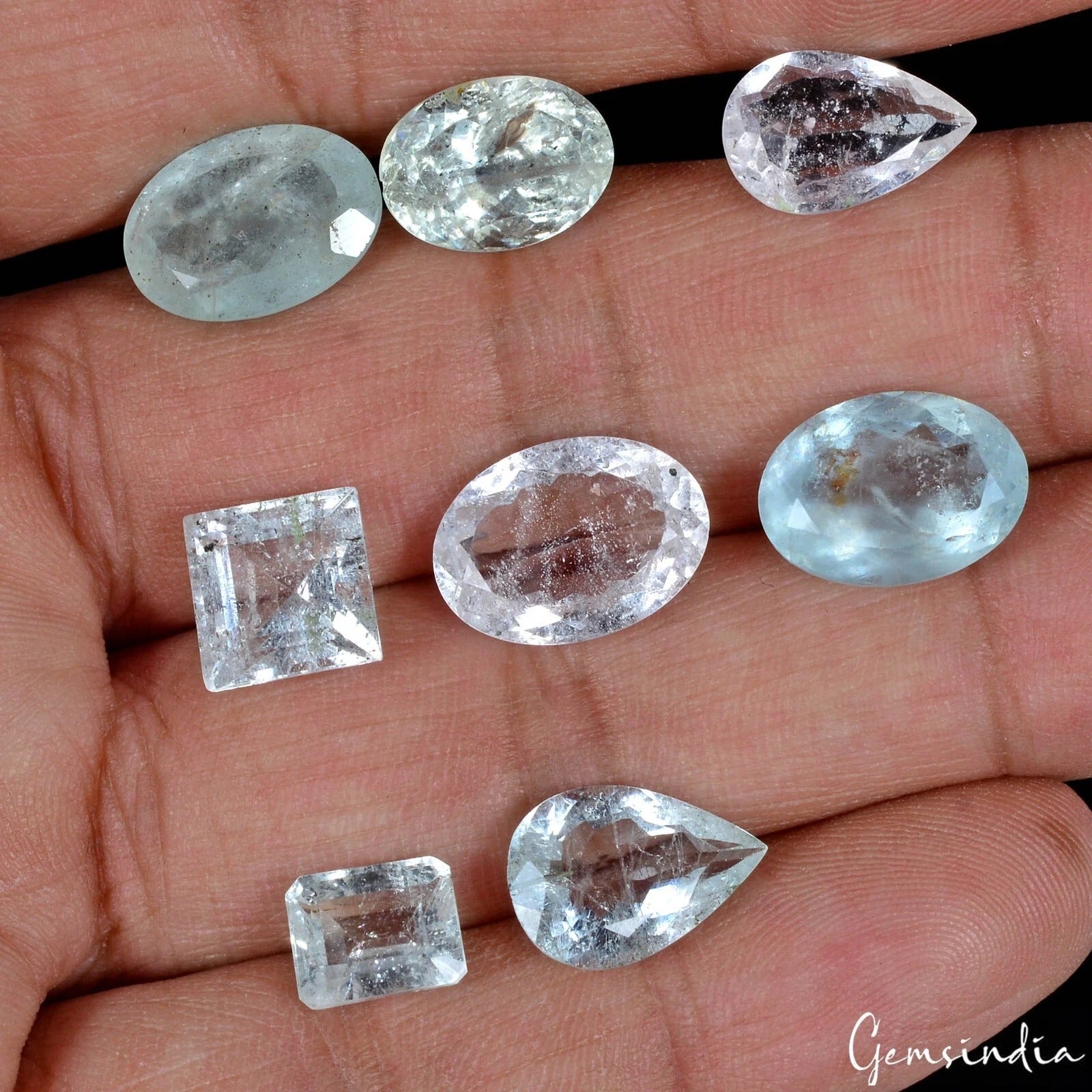 Aquamarine Lot, Loose Gemstone, Untreated, Blue — 8 Pieces, 8mm to 13mm, 30.90 Ct, Brazil