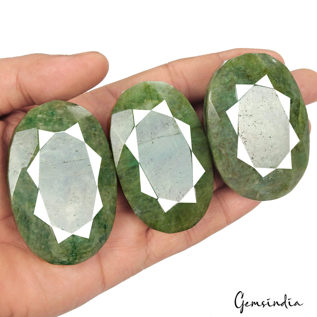 1430 Ct Natural Green Brazilian Emerald Oval Faceted Earth Mined Loose Gemstone