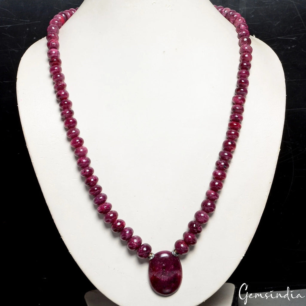 Ruby Necklace, Dark Red — 7mm to 11mm, 560 Ct, Madagascar