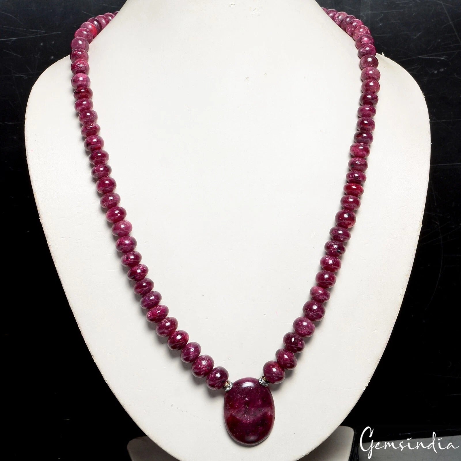 Ruby Necklace, Dark Red — 7mm to 11mm, 560 Ct, Madagascar