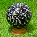 Natural Snowflake Obsidian Healing Crystal Mineral Gem Sphere With Stand 3870 Ct