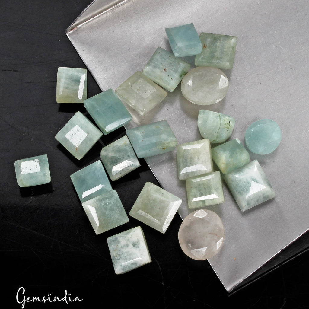Certified 125 Cts/22 Pcs Natural Untreated Aquamarine Mixed Cut Gems For Jewelry