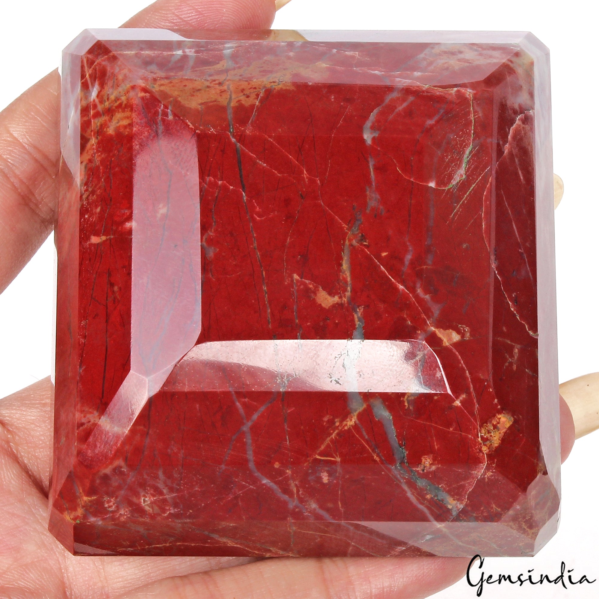 Red Jasper Loose Gemstone, Octagon Faceted, Untreated — 74x70x36mm, 1820 Ct, Madagascar