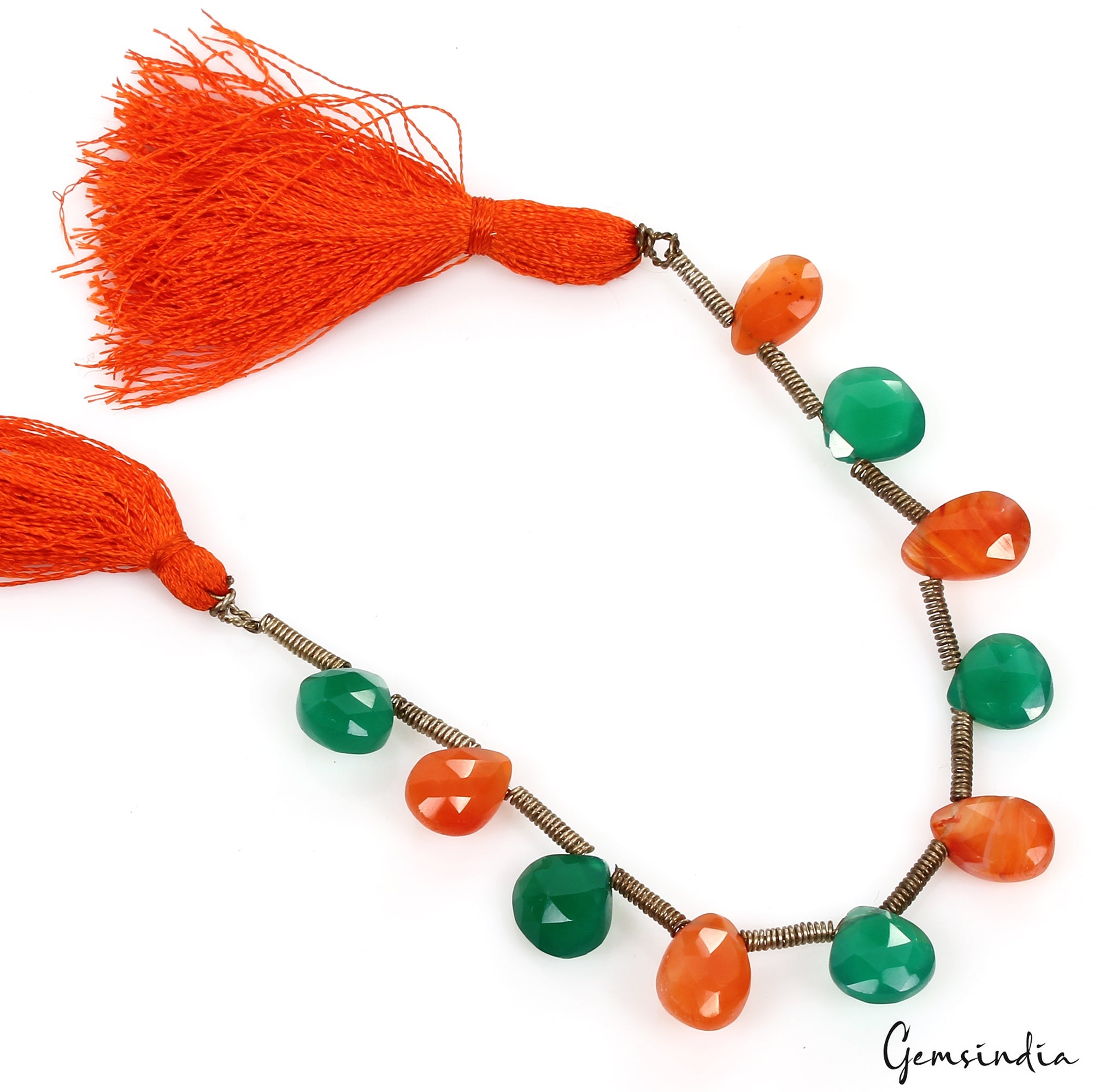 Natural Carnelian & Onyx Gemstone Teardrop Faceted Beads 10mm-12mm Strand 6 Inch