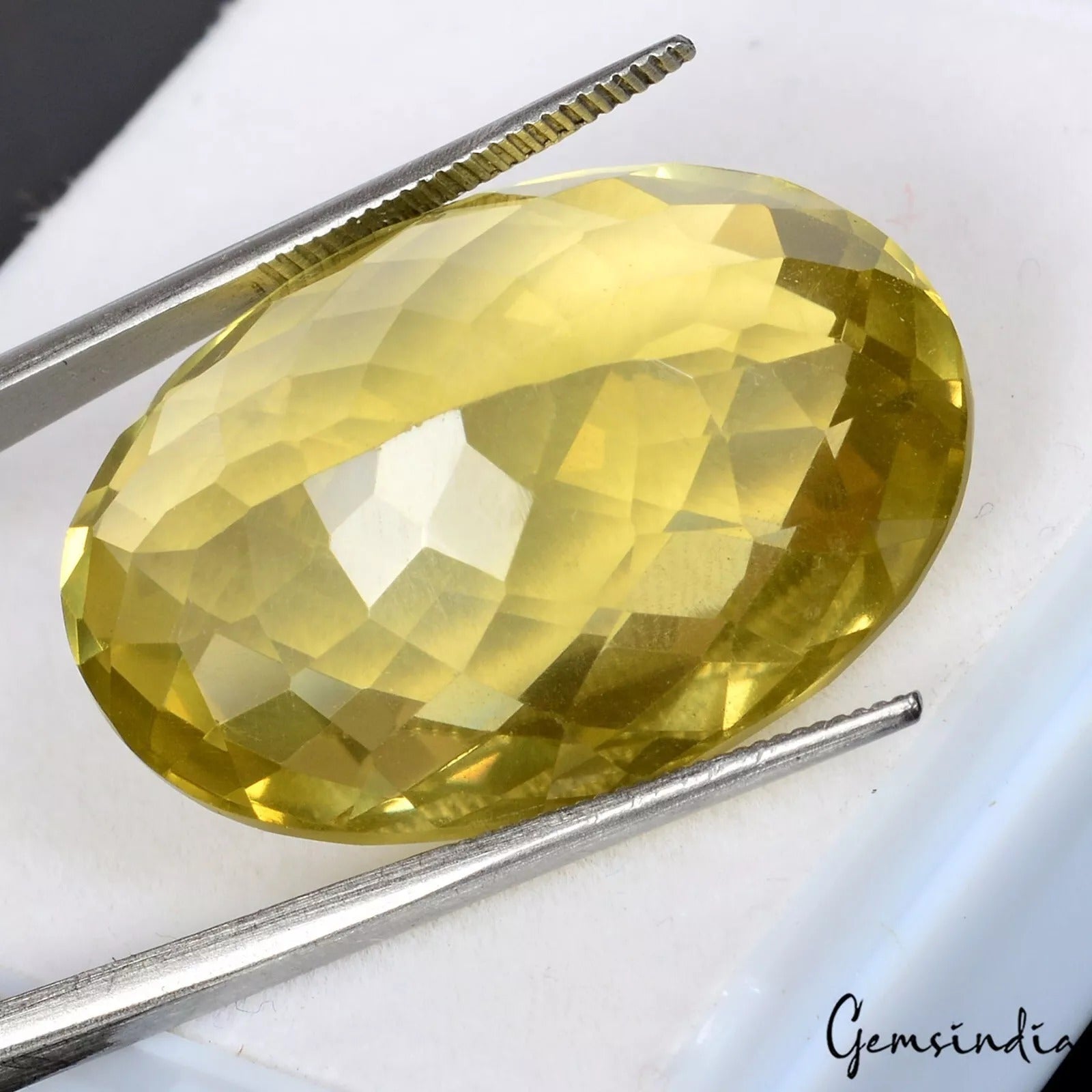 LARGE 44.00 CT CHECKERBOARD LOOSE LEMON YELLOW CITRINE QUARTZ NATURAL GEMSTONE