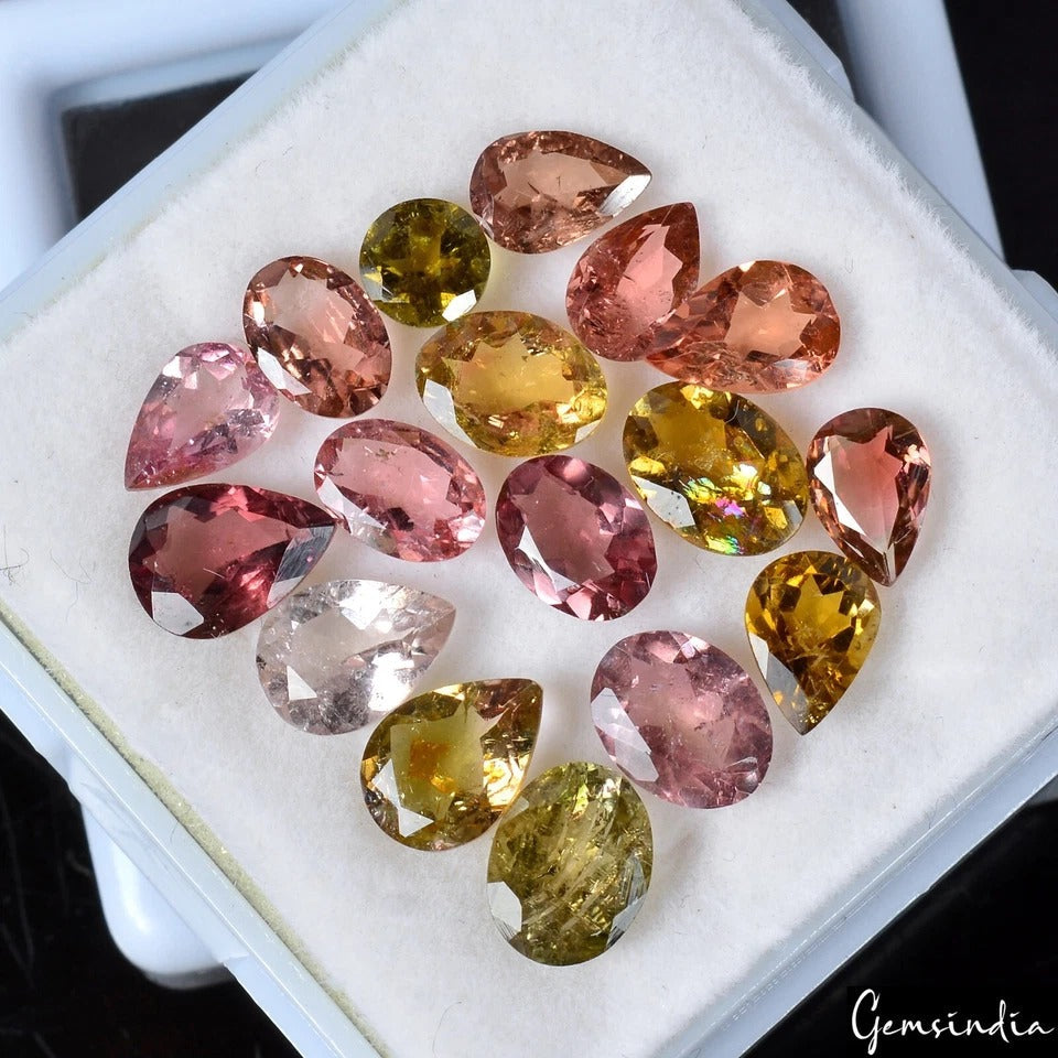 17 Pc Natural Multi Tourmaline 5-7mm Mix Cut Untreated Sparkling Loose Gemstones