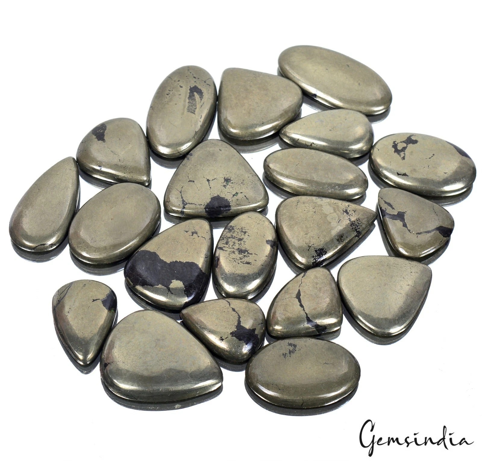 650 Cts Natural Untreated Apache Gold Pyrite Mix Cab Loose Wholesale Gems Lot