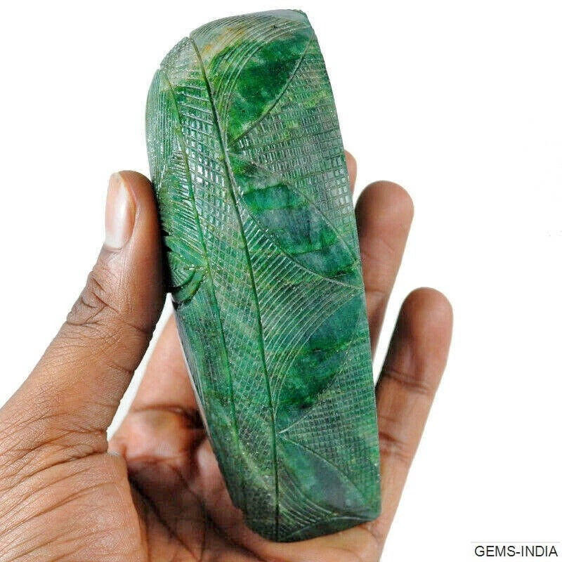 Certified 2280 Cts Natural Green Emerald Pear shape Hand Carved Museum Size Gem