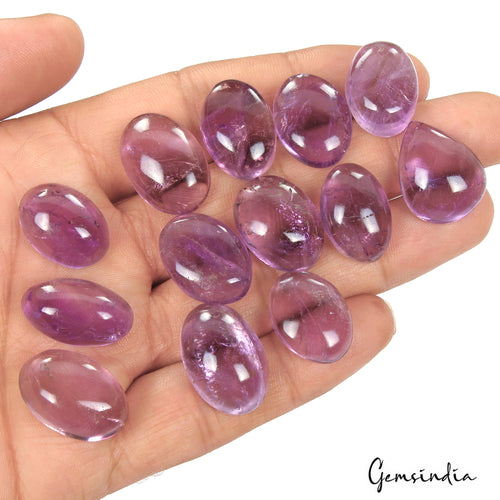 Amethyst Lot, Cabochon, Untreated, Purple — 13 Pieces, 20mm to 22mm, 250.00 Ct, Brazil
