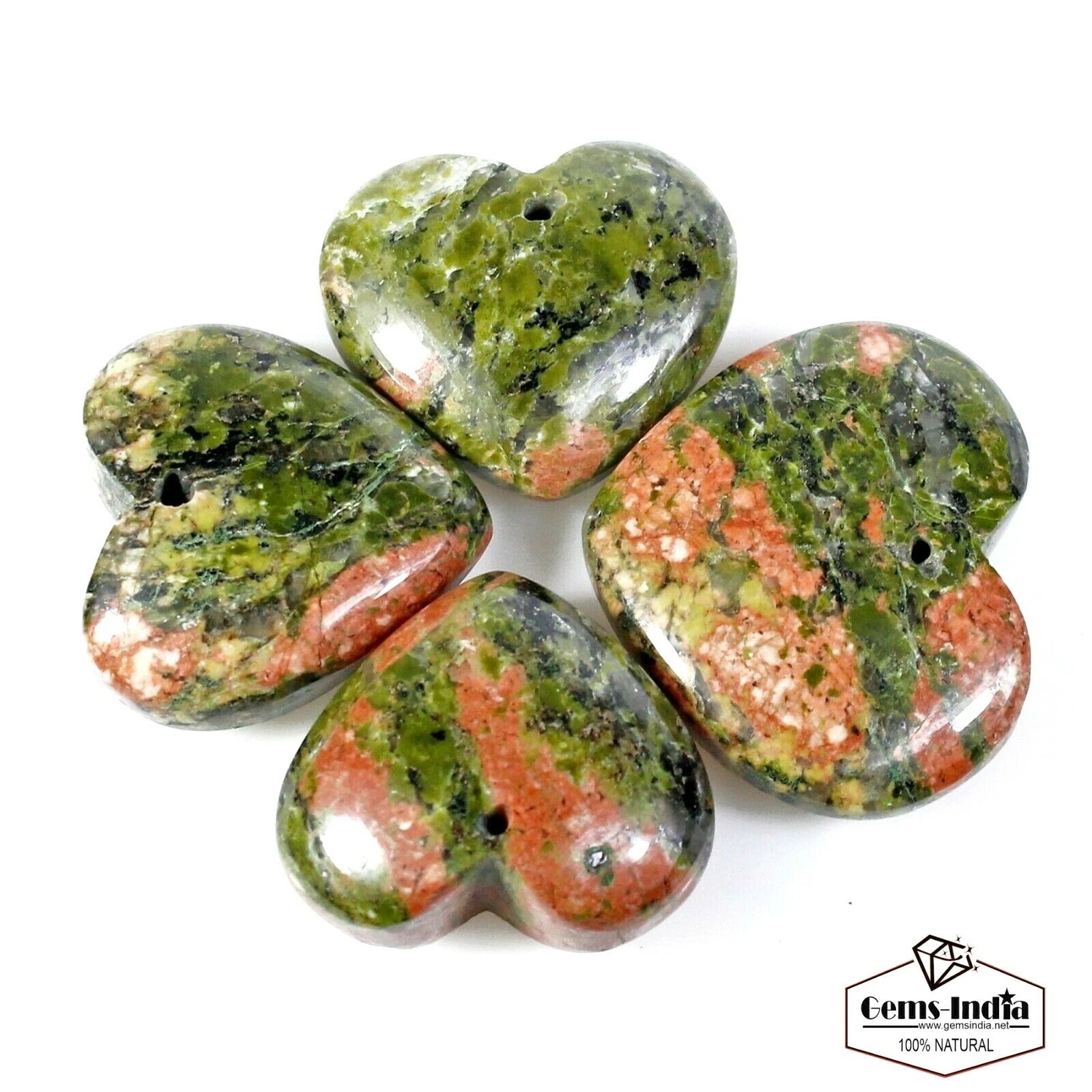 Unakite Beaded Strand, Untreated — 4 Pieces, 26mm to 31mm, 340 Ct
