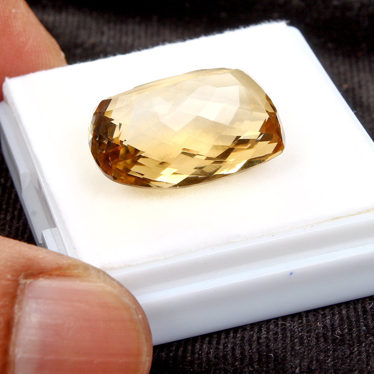 29.50 Ct VVS Natural Citrine AAA Grade Yellow Huge Cushion Checker Cut Gemstone