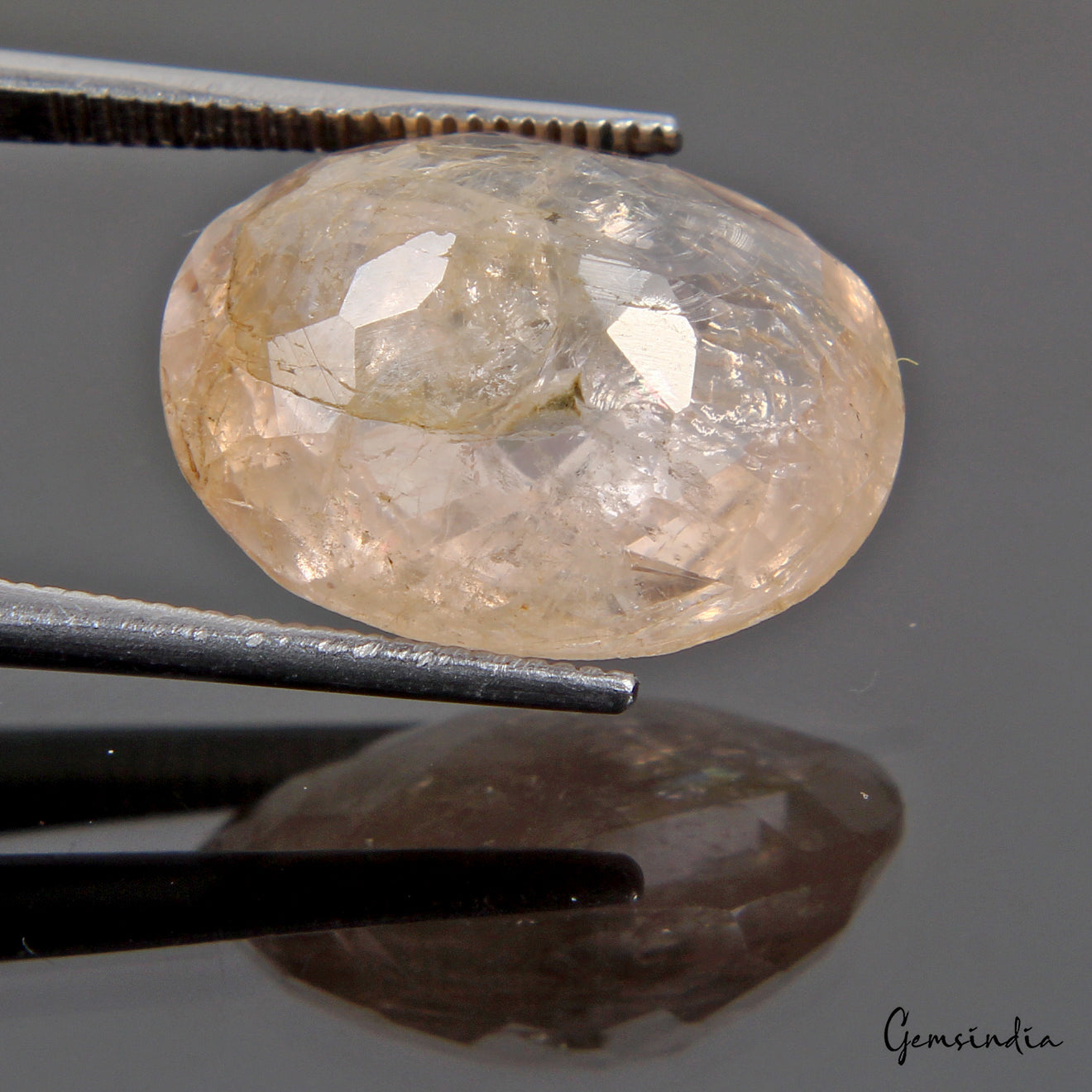 11.50 Cts Natural Untreated Brazilian Peach Morganite Loose Oval Checker Cut Gem