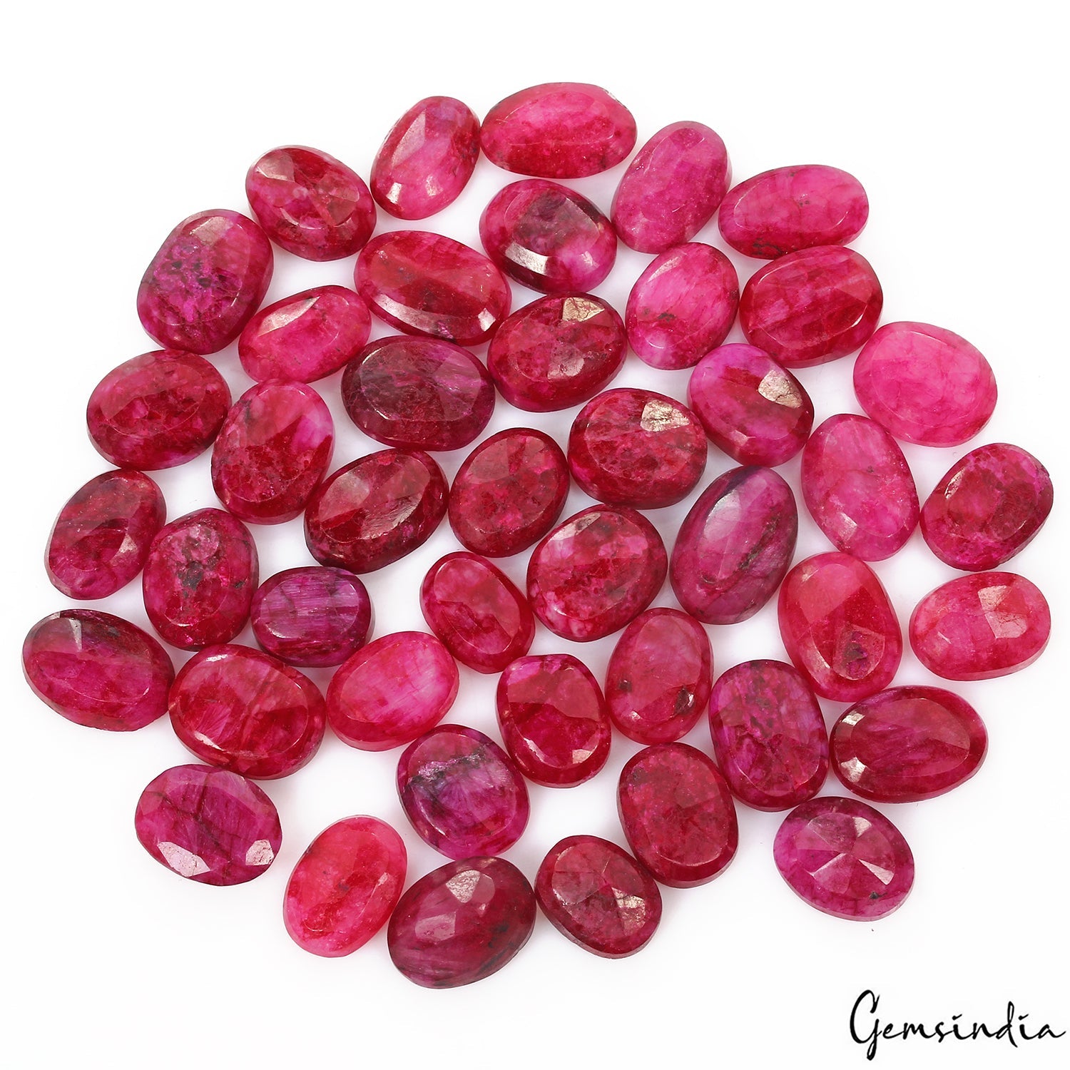 500 Cts/44 Pcs Natural Red USA Beryl Bixbite Oval Cut Loose Gems Lot For Jewelry