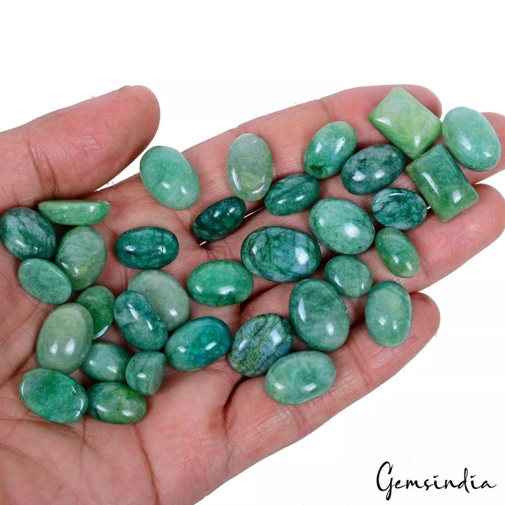 33Pcs Natural Emerald Brazilian Mix Cabochon 12mm-19mm Loose Ring Size Gemstones