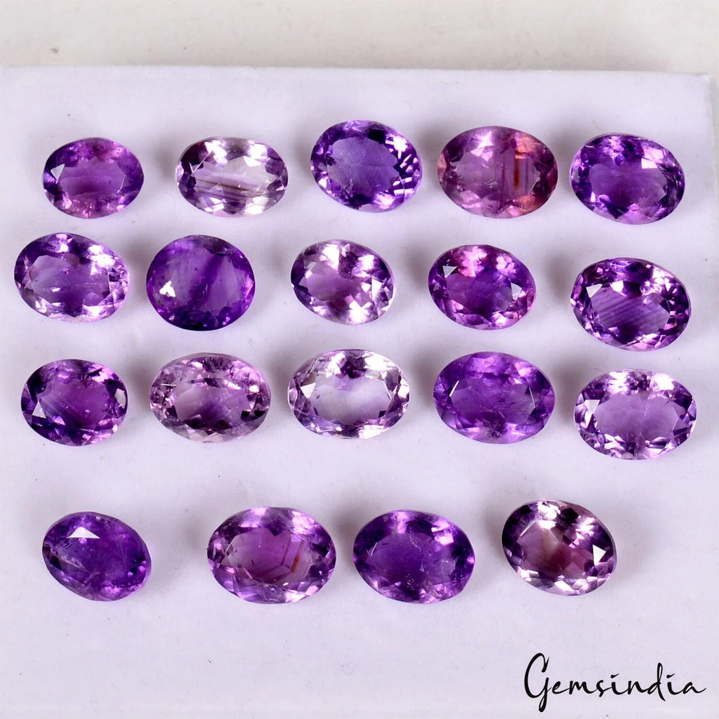 102.80 Ct Natural Dark Purple Amethyst Oval Cut Loose Gemstones 11-14MM 19 Pcs