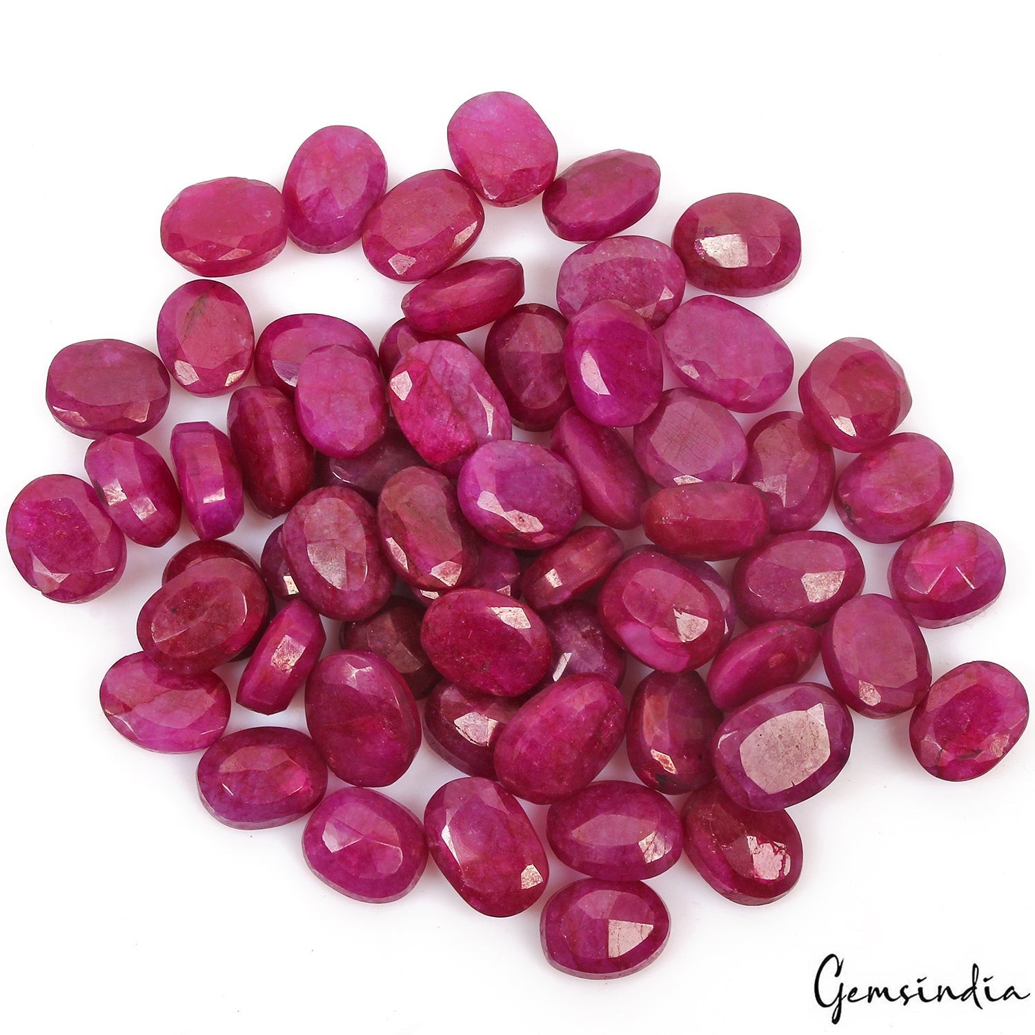 780 Cts/61 Pcs Natural USA Red Beryl Bixbite Oval Faceted Loose Gems For Jewelry