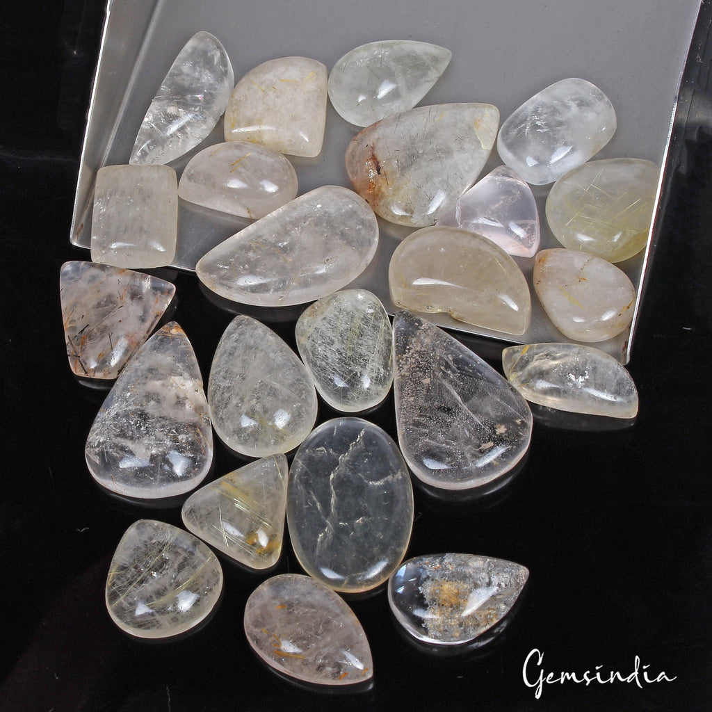 400 Ct Natural Green Rutile Quartz Golden Wire Loose Wholesale Gemstone Lot 23Pc
