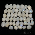 46 Pcs Natural Rainbow Moonstone 8-16mm Oval Shape Blue Shines Cab Gemstones Lot