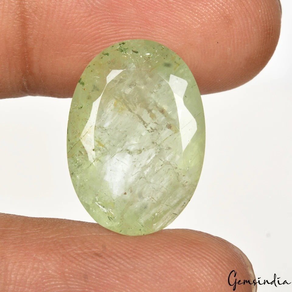 13.00 Cts Natural Green Aquamarine Oval Cut Loose Jewelry Making Brazil Gemstone