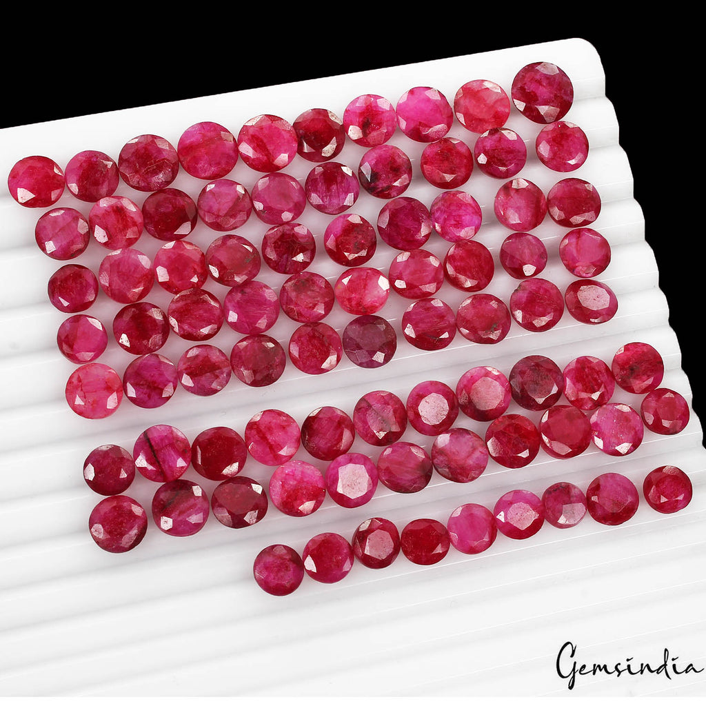 Beryl Lot, Loose Gemstone, Color Enhanced, Red — 81 Pieces, 8mm to 11mm, 220 Ct