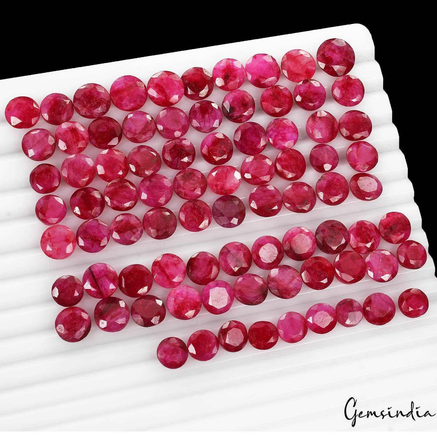 Beryl Lot, Loose Gemstone, Color Enhanced, Red — 81 Pieces, 8mm to 11mm, 220 Ct