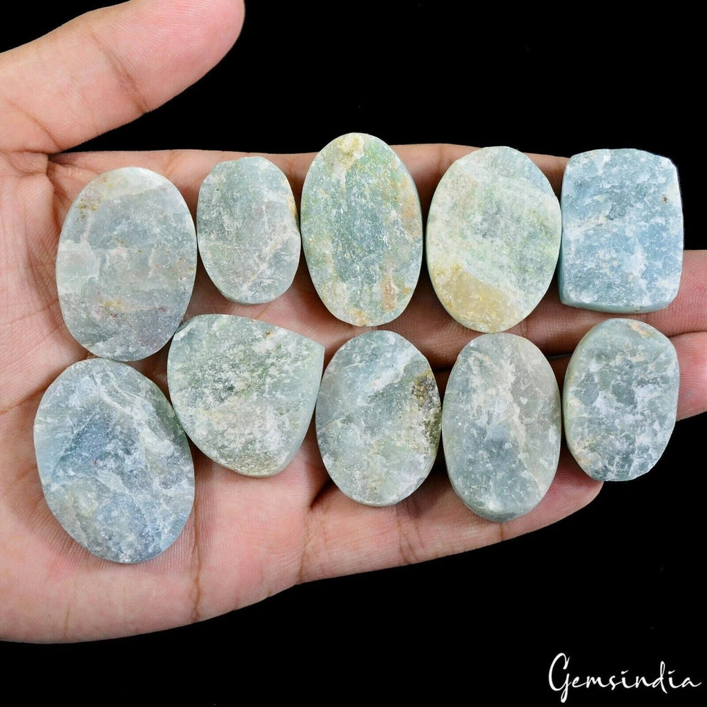 Aquamarine Lot, Rough, Blue — 10 Pieces, 26mm to 37mm, 650 Ct, Brazil