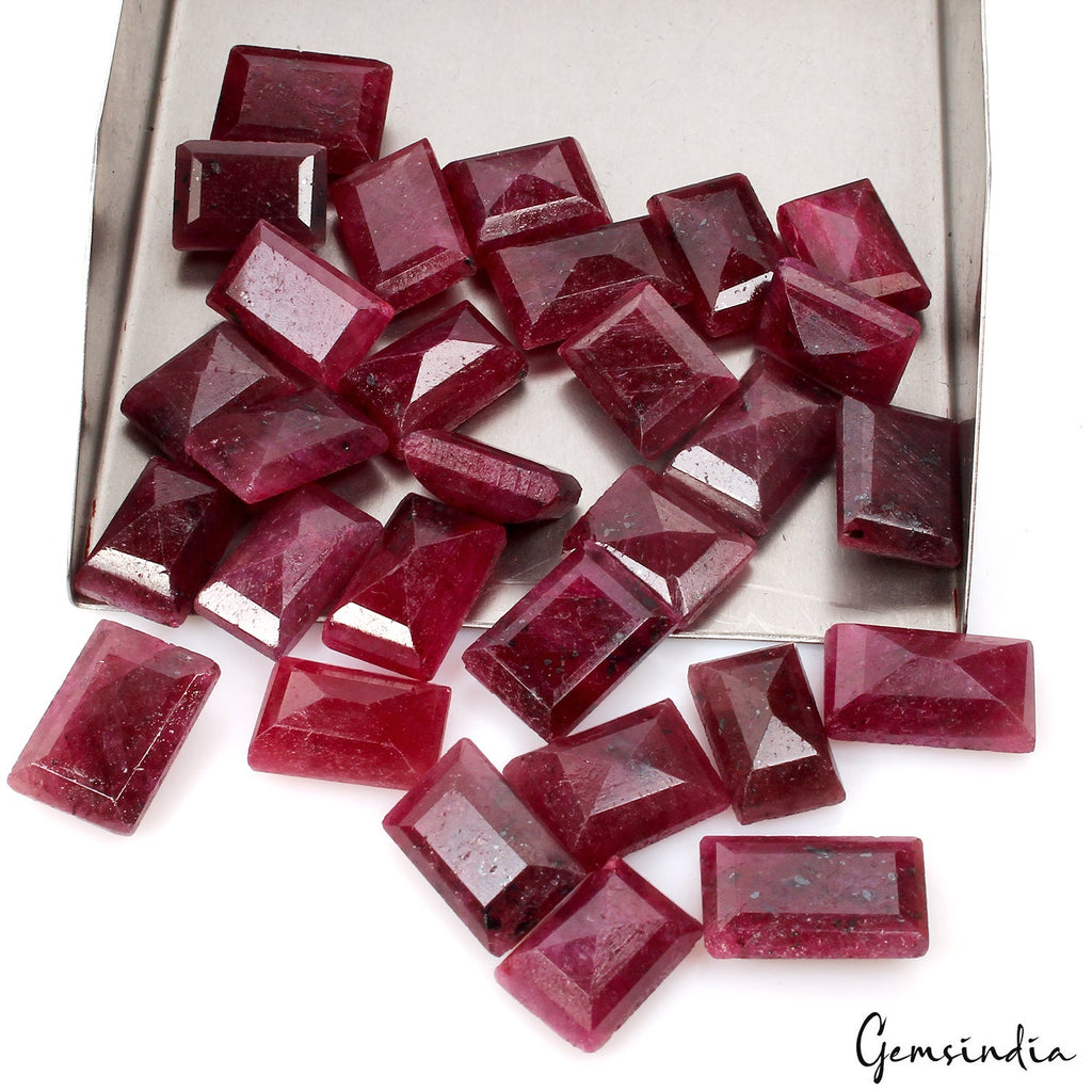 310 Ct/29 Pcs Natural Red Ruby Baguette Cut Ring Size Loose Gemstones 12-16mm
