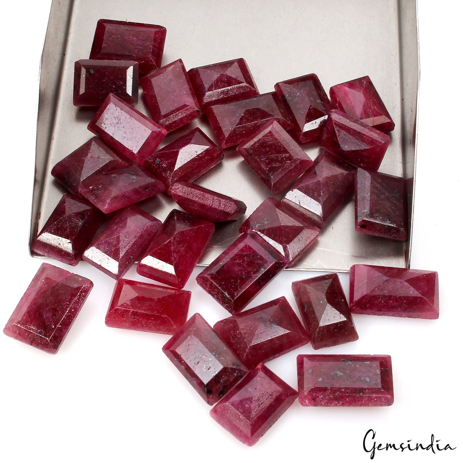 310 Ct/29 Pcs Natural Red Ruby Baguette Cut Ring Size Loose Gemstones 12-16mm