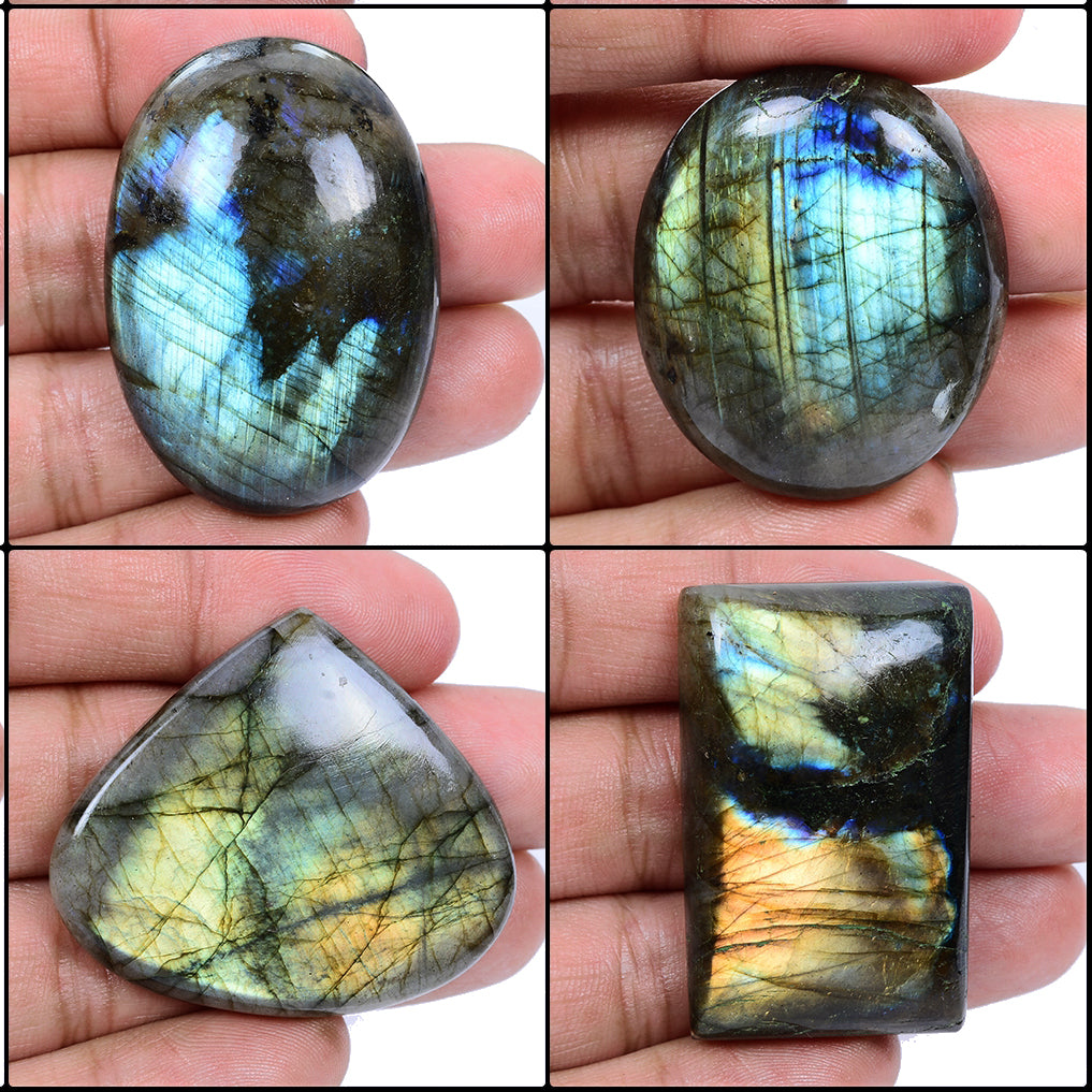 16 Pcs Natural Multi Flash Labradorite Mix Cabochon Loose Gemstones~ 1670 Ct Lot