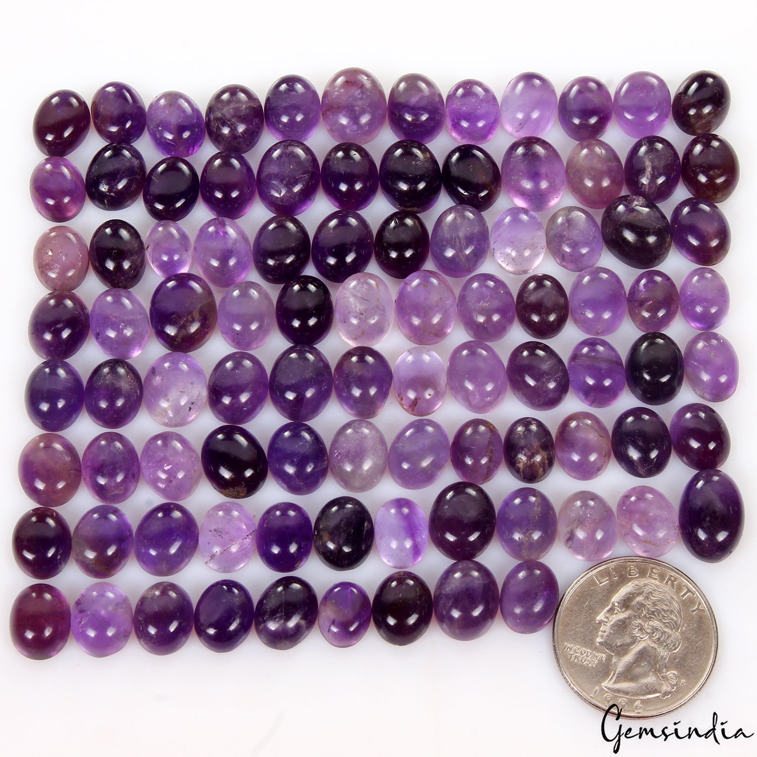 400 Cts/93 Pcs Natural Untreated Purple Amethyst Round Cabochon Loose Gems Lot