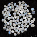 90 Pcs Natural Rainbow Moonstone Cabochon Blue Flashy Oval Gemstones 269.50 Cts