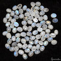 Rainbow Moonstone Lot, Cabochon, Oval Cabochon, Untreated — 90 Pieces, 9-10mm, 269.50 Ct, Madagascar