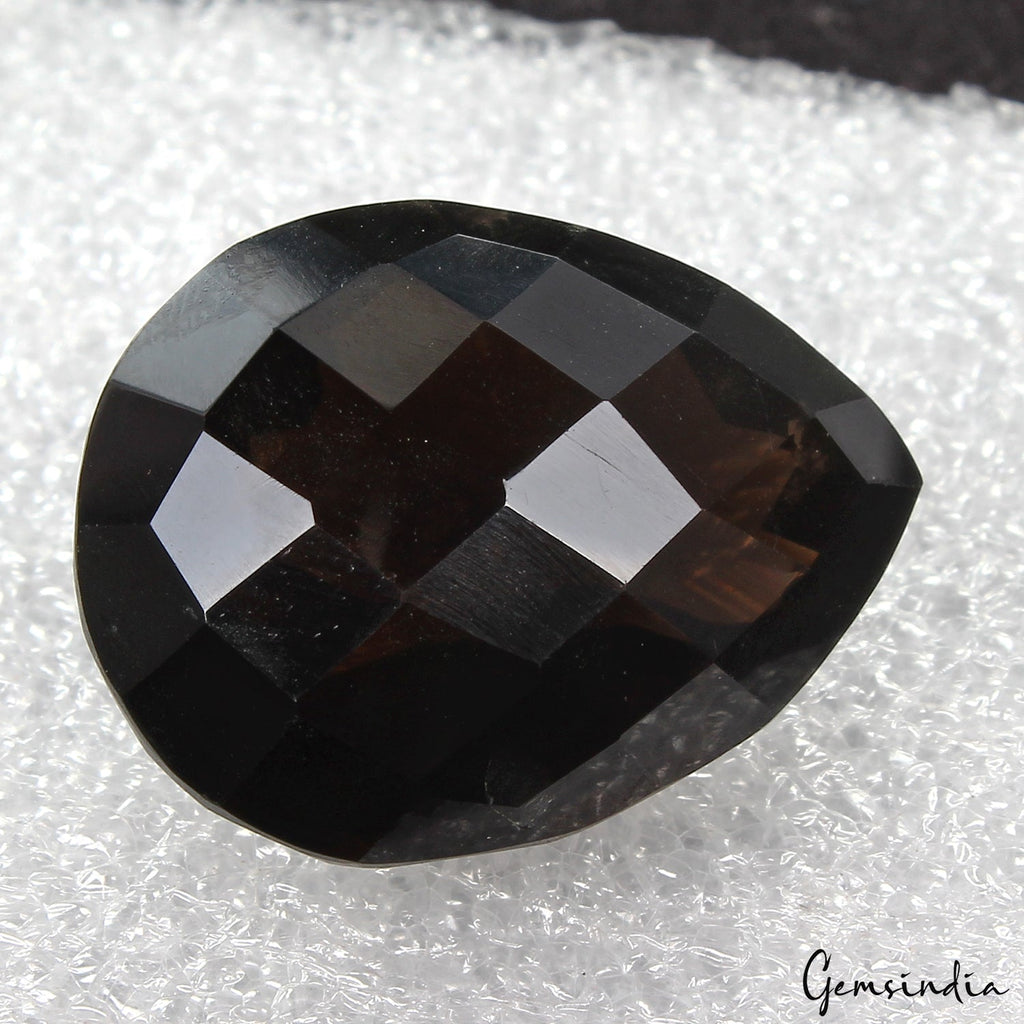 51.80 Ct Natural Smoky Quartz Untreated Pear Checker Cut Huge Loose Gemstone