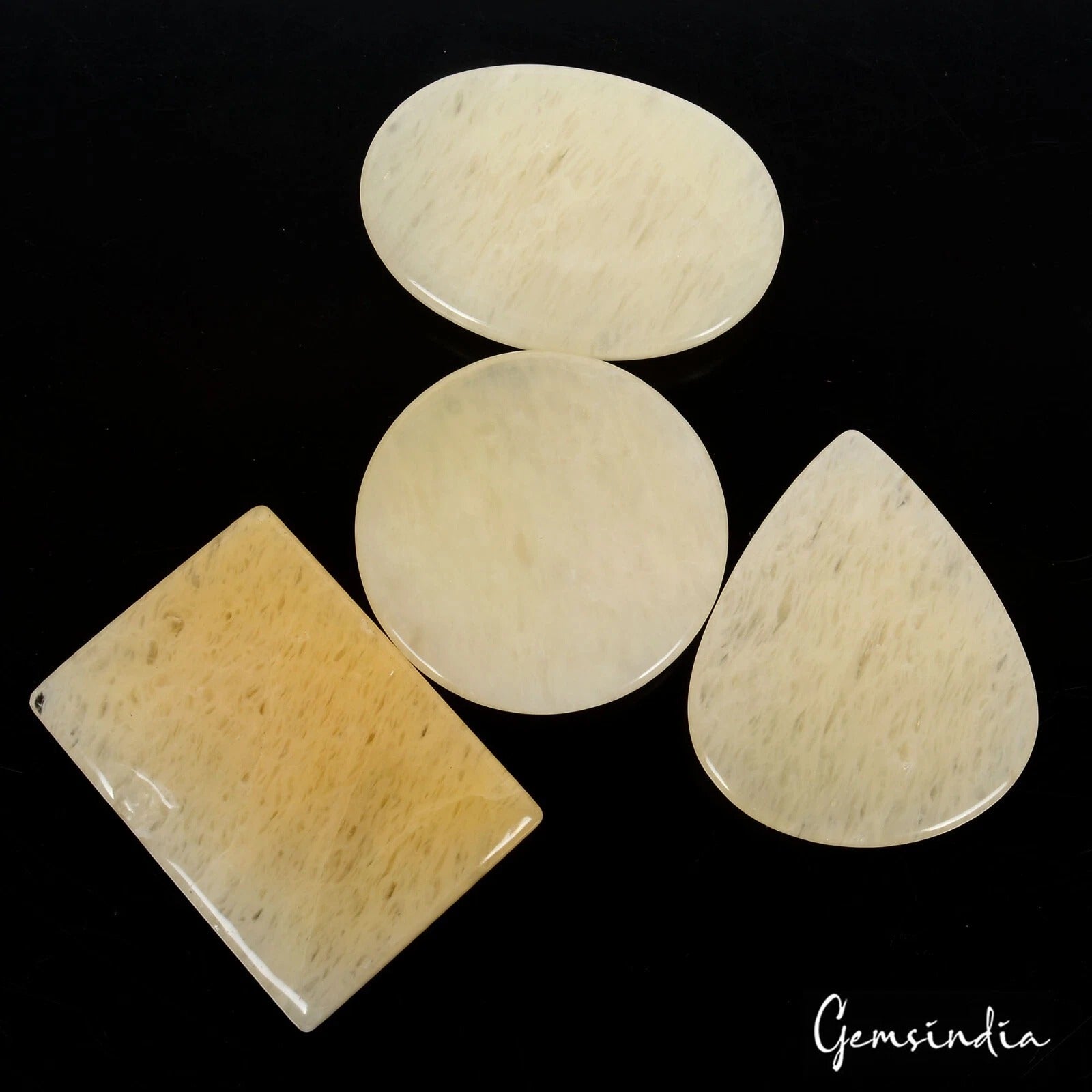 420 Cts/4 Pcs Natural Untreated Yellow Quartz Mix Cab Loose Gems Lot For Jewelry