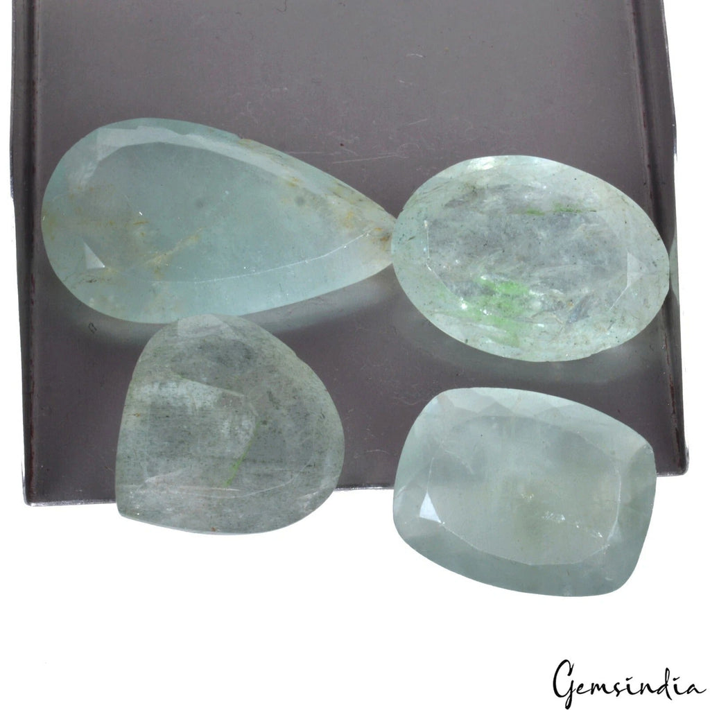 171 Cts/4 Pcs Natural Untreated Blue Aquamarine Mixed Cut Loose gems For Jewelry