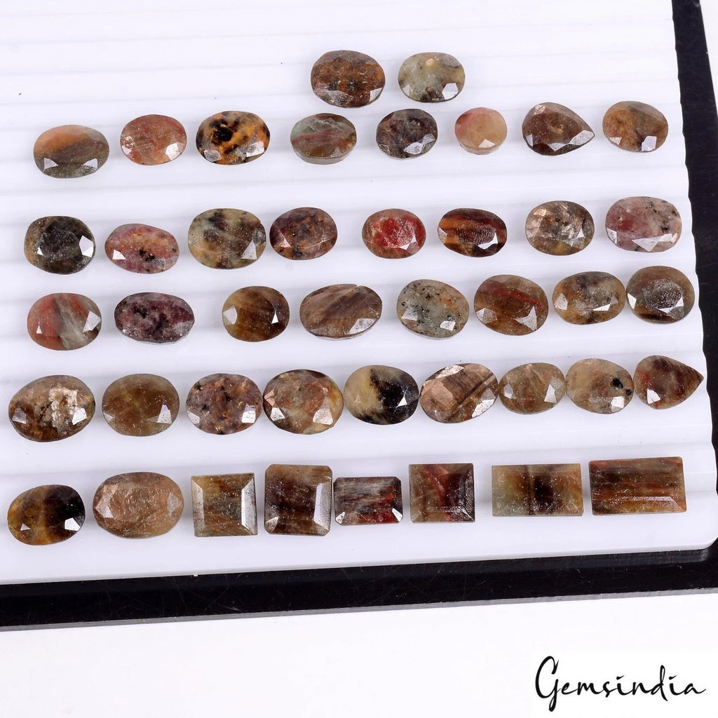 400 Ct/43 Pc Natural Untreated Brown Sapphire Mix Cut Loose Gems Lot For Jewelry