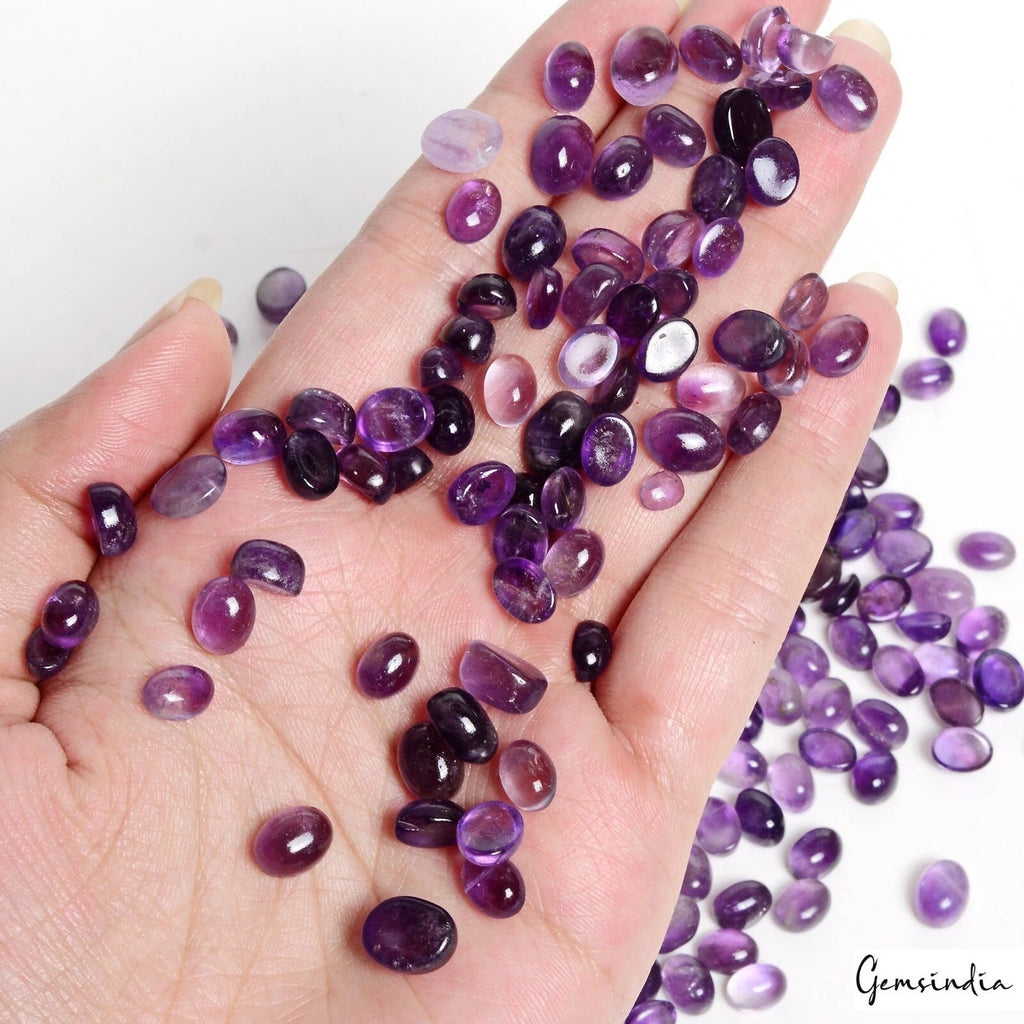 500 Ct/289 Pcs Natural Untreated Purple Amethyst Oval Cab Loose Gems For Jewelry