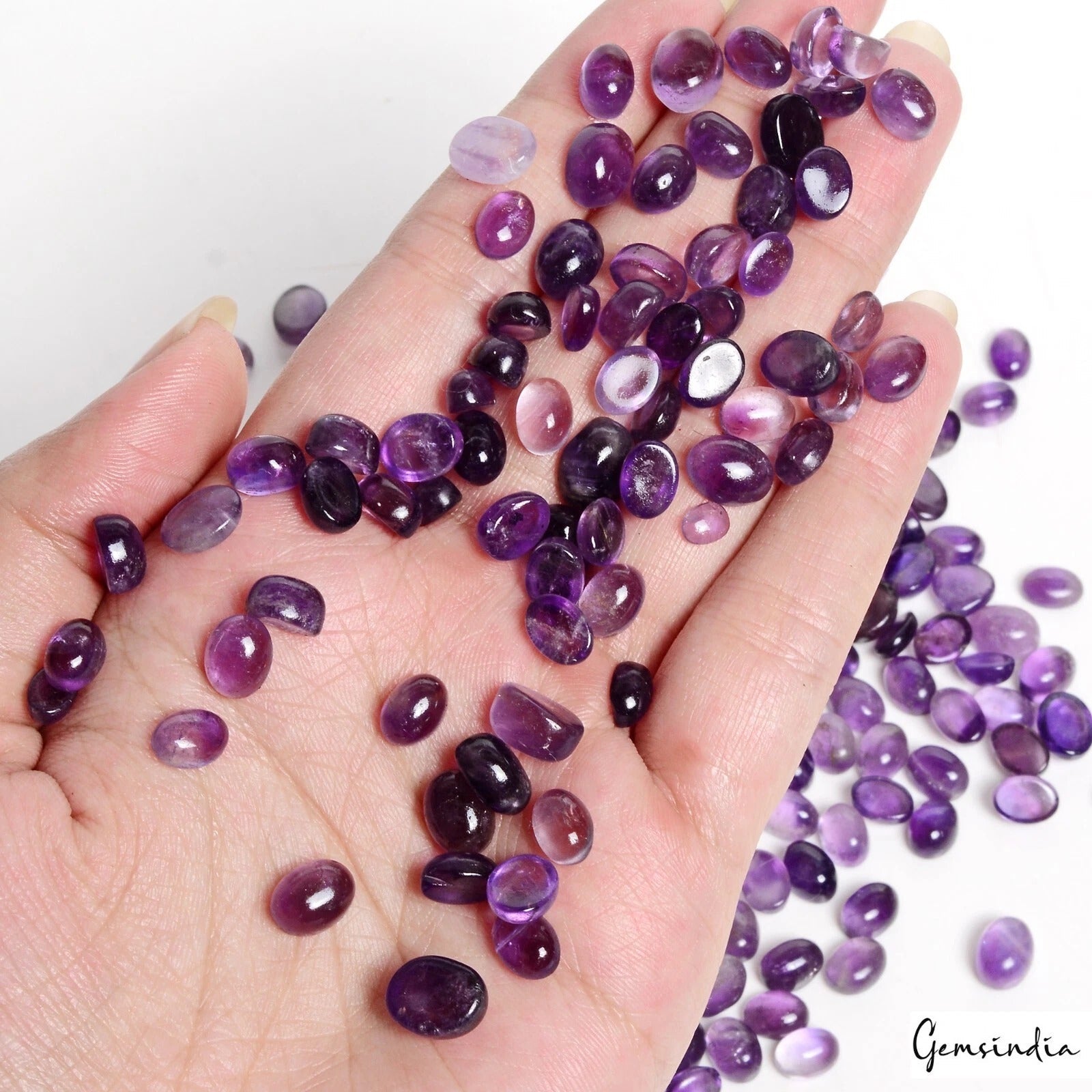 500 Ct/289 Pcs Natural Untreated Purple Amethyst Oval Cab Loose Gems For Jewelry