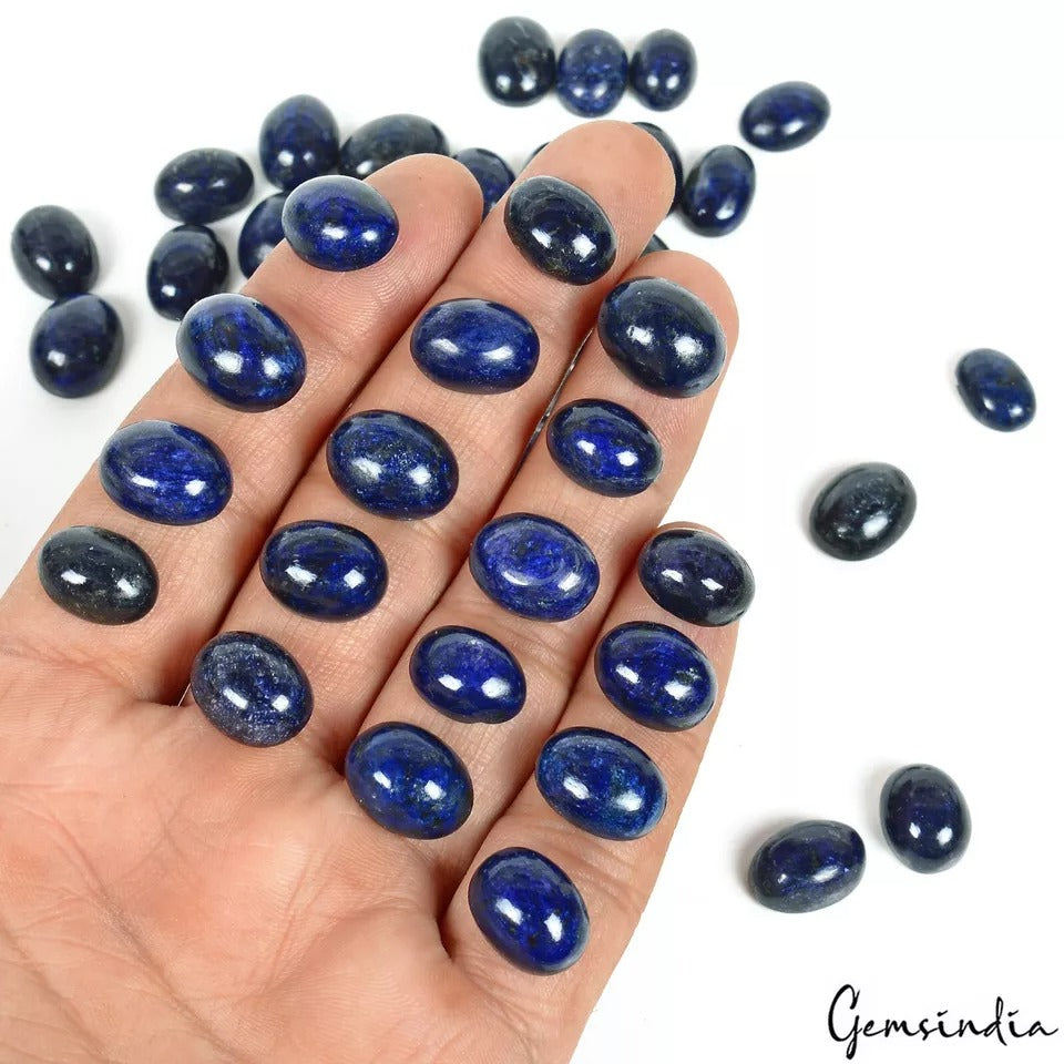 Certified 500 Cts/53 Pcs Natural Blue Sapphire Oval Cab Loose Gems For Jewelr