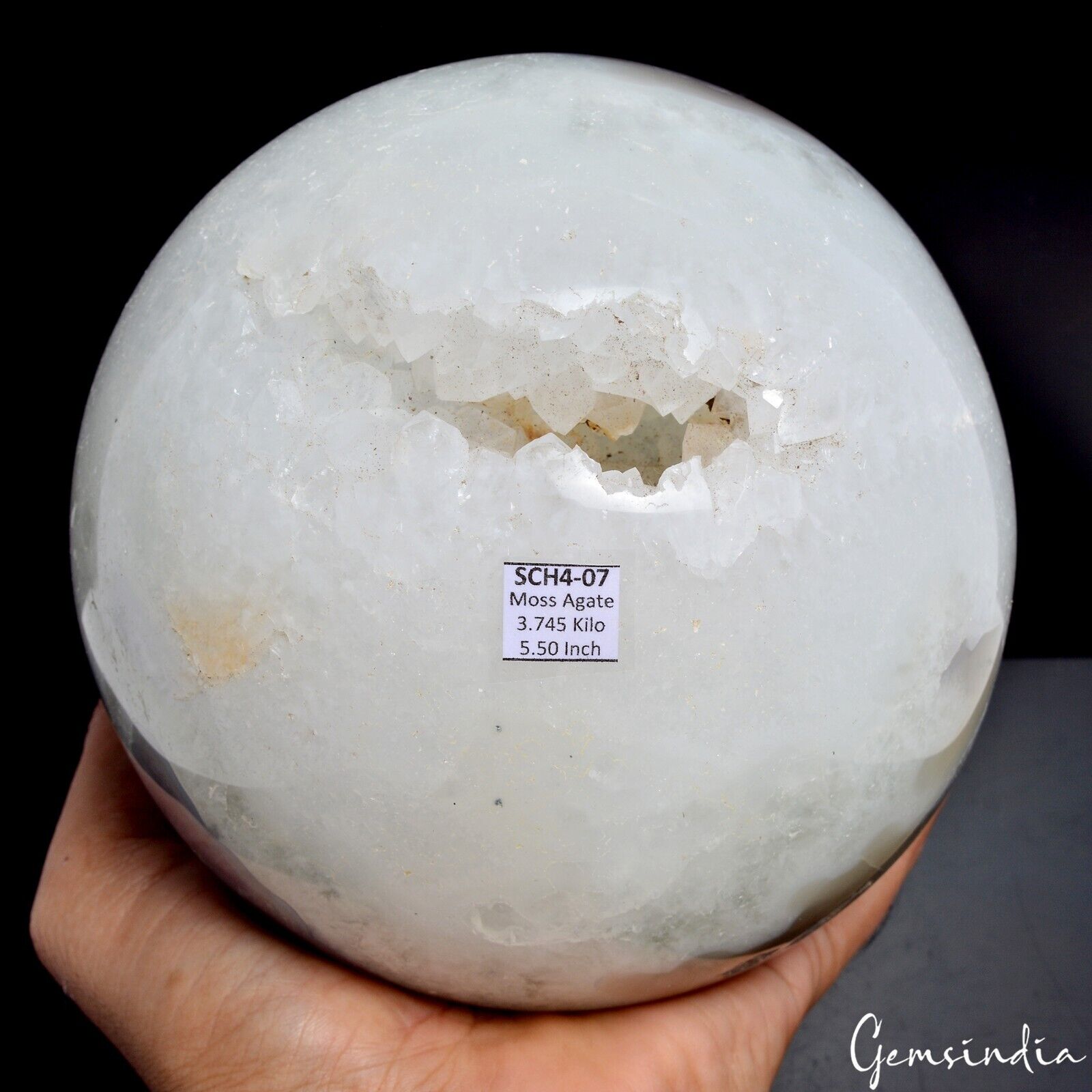 3.74 Kg Natural B-color Druzy Geode Dendrite Moss Agate Crystal Healing Sphere