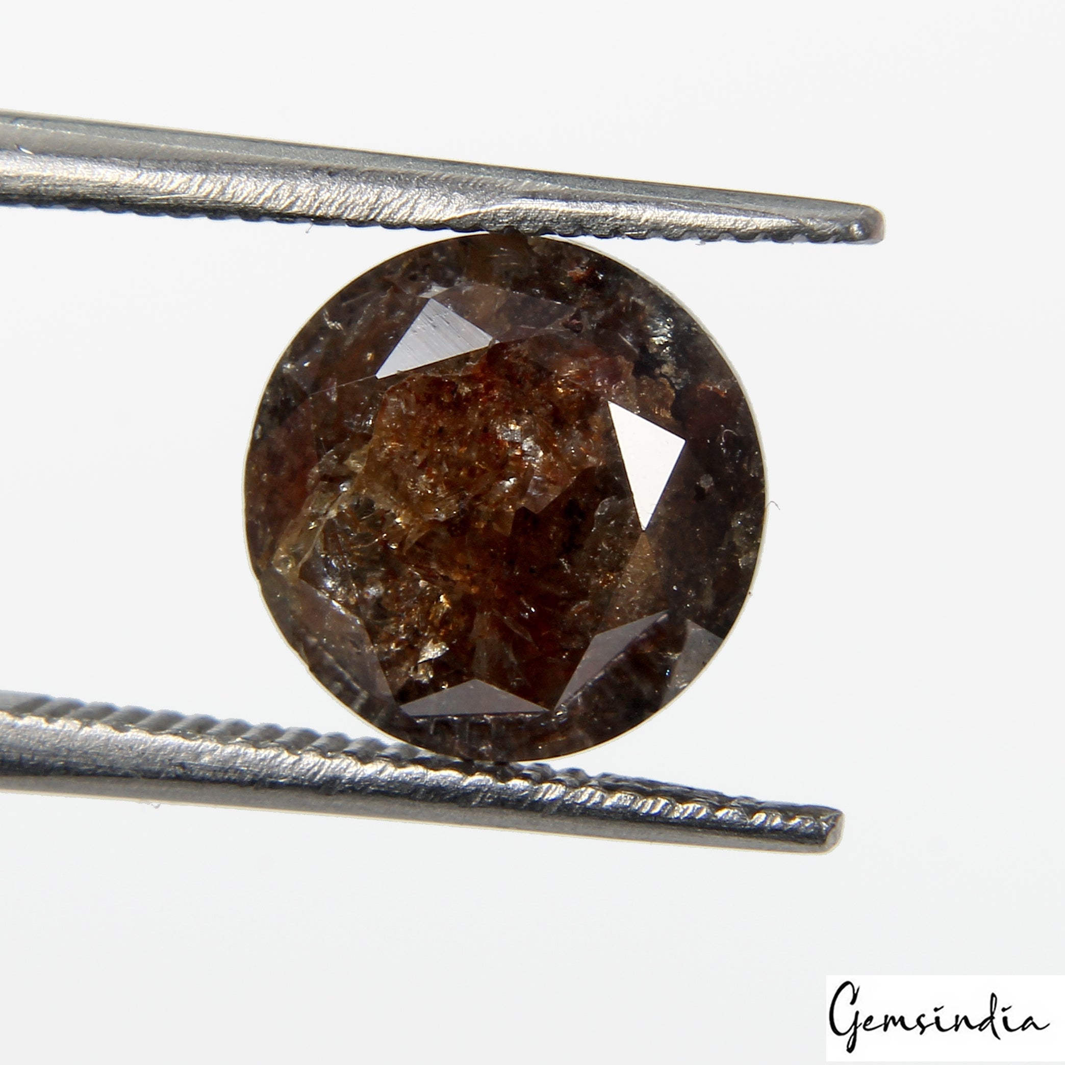Round Rustic Cognac Brown Loose Diamond 3.05 Ct. Natural Salt And Pepper Diamond