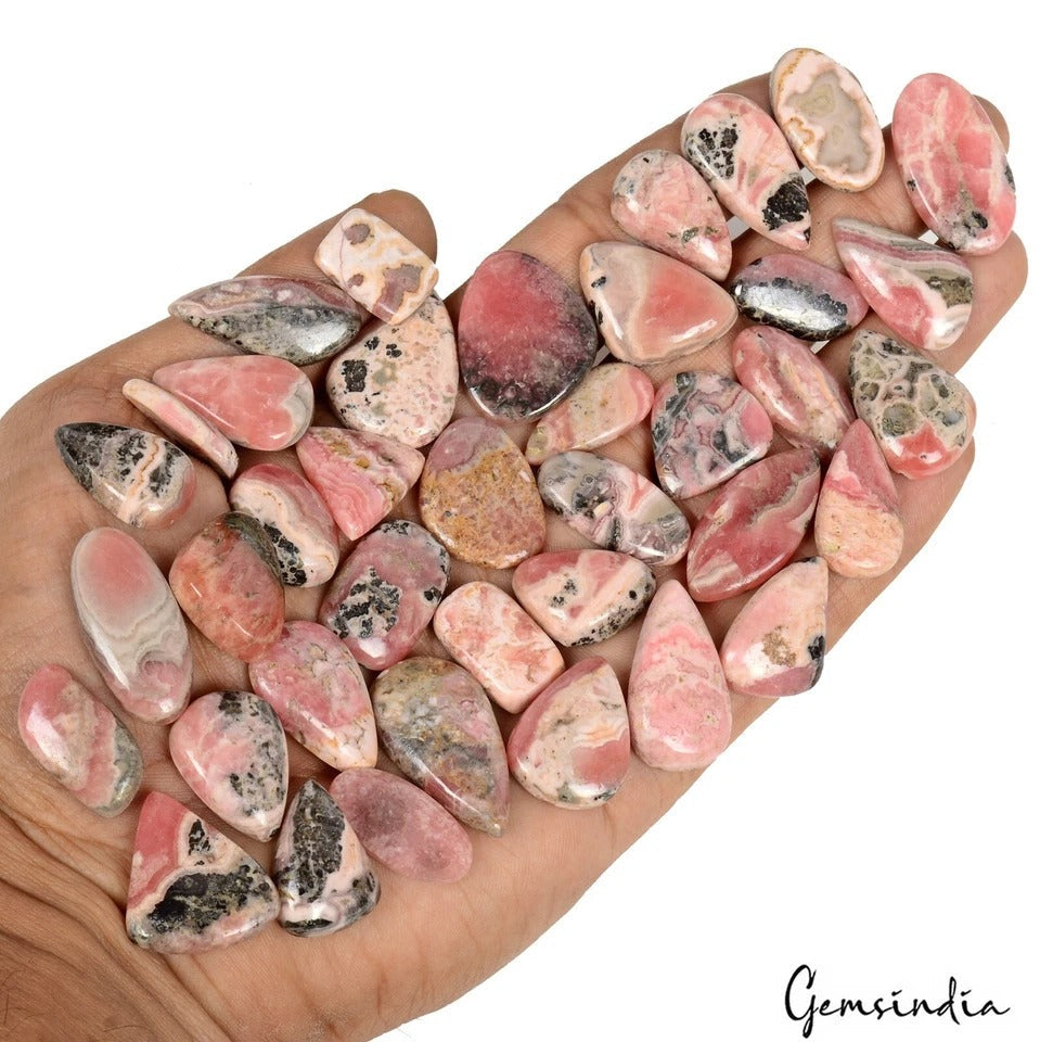 Natural Pink Rhodochrosite Mix Cabochon Loose Stone Lot 39 Pcs 16-30MM 680 Cts