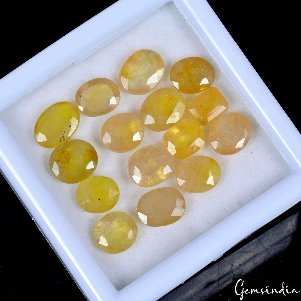 AAA 42 Ct Natural Yellow Ceylon Sapphire Flawless Certified Lot Mix Cut Gemstone
