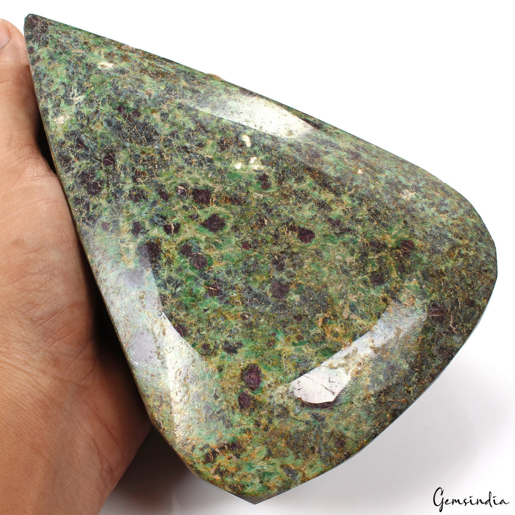 Large 1.7 kilo Natural Huge Green Blue Ruby Fuchsite Pear Cut Untreated Gemstone