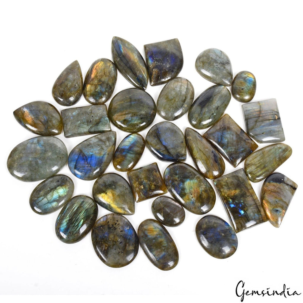 1750 Cts/30 Pcs Natural Untreated Multi Shine Labradorite Mix Cab Wholesale Gems