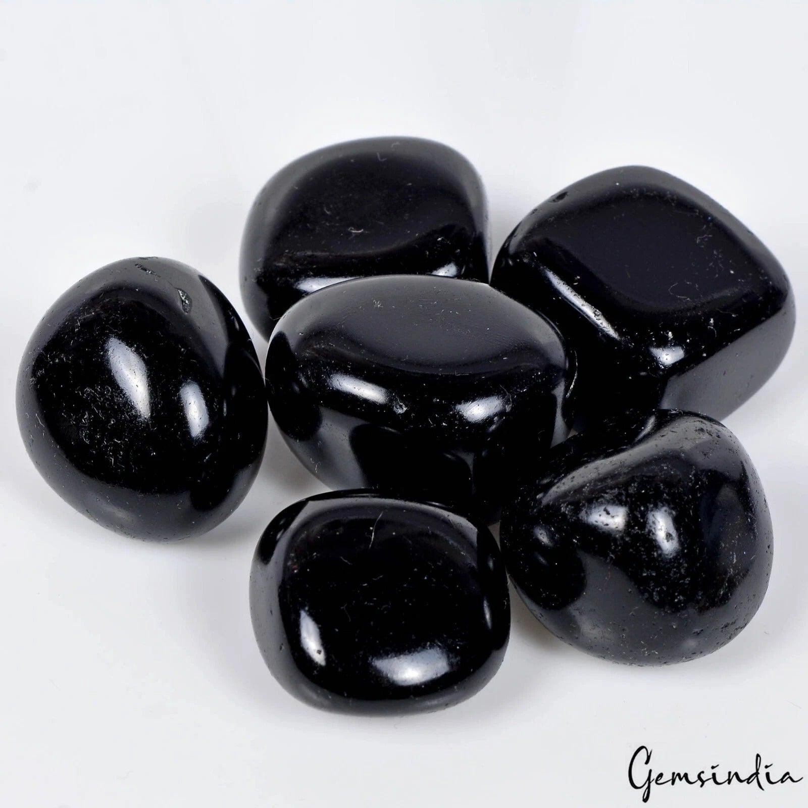 500 Cts/6 Pcs Black Natural Healing Meditation Obsidian Tumbled Shape Gems Lot
