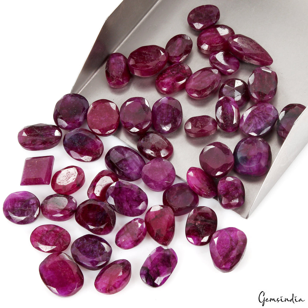 430 Ct Natural Red Pink Beryl (Bixbite) Mix Faceted Cut Loose Gemstone Lot 46 Pc