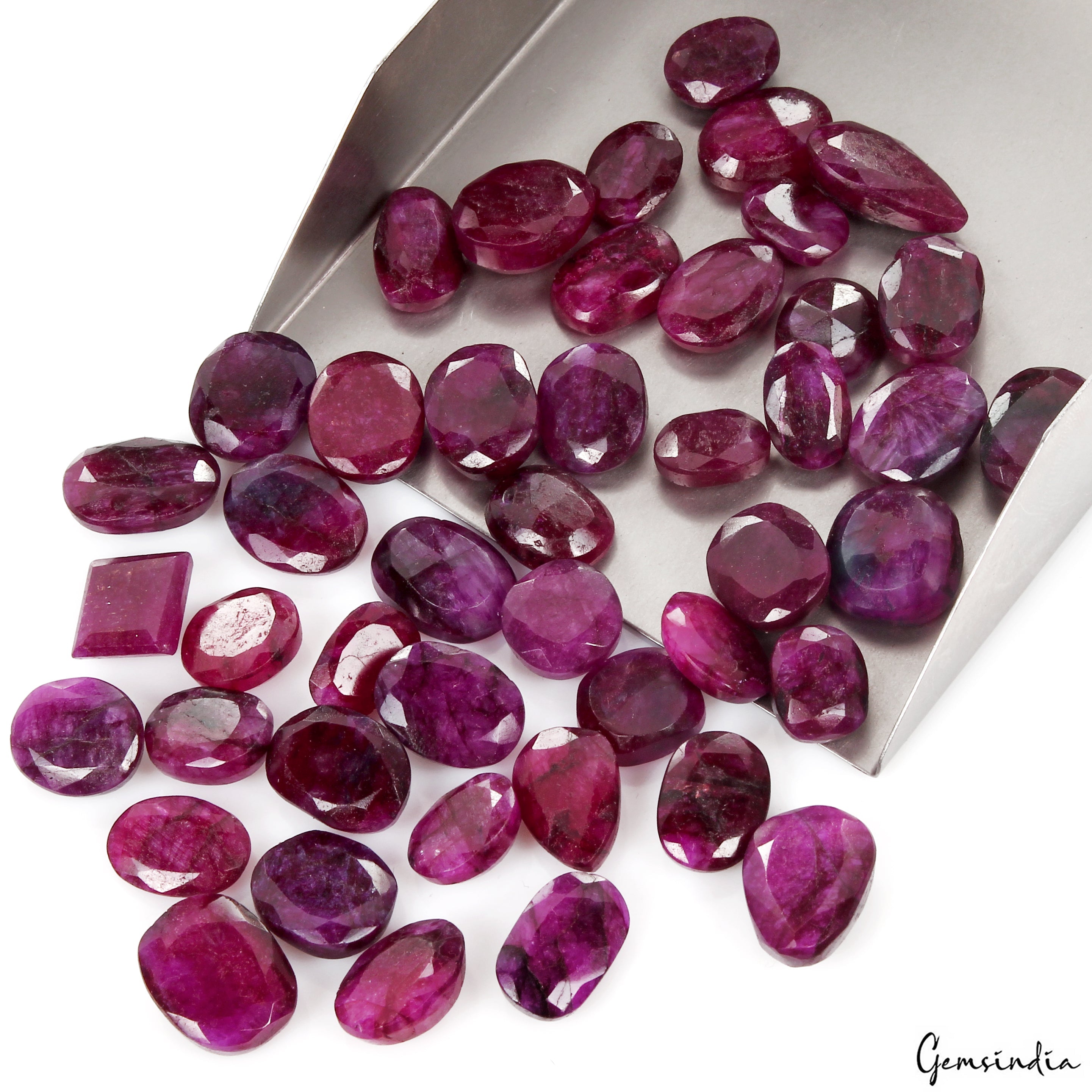 430 Ct Natural Red Pink Beryl (Bixbite) Mix Faceted Cut Loose Gemstone Lot 46 Pc