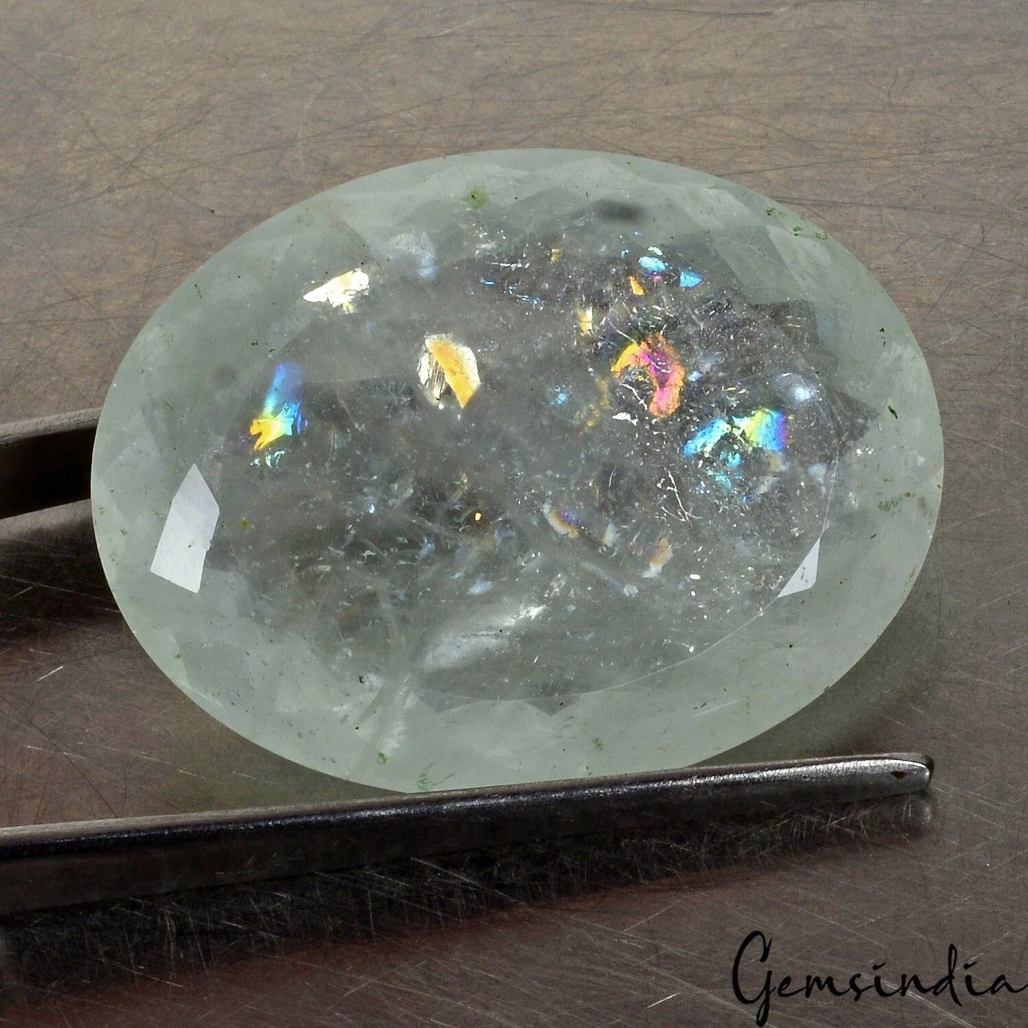 IGL&I Certified 97.10 Ct Natural Rainbow Shine Blue Aquamarine Oval Cut Rare Gem