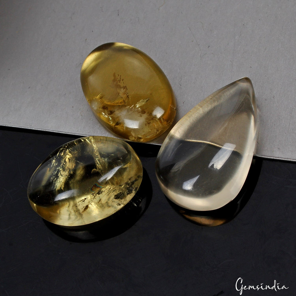 77.30 Ct Natural Untreated Yellow Citrine Mix Cabochon Loose Gemstone Lot 3 Pcs